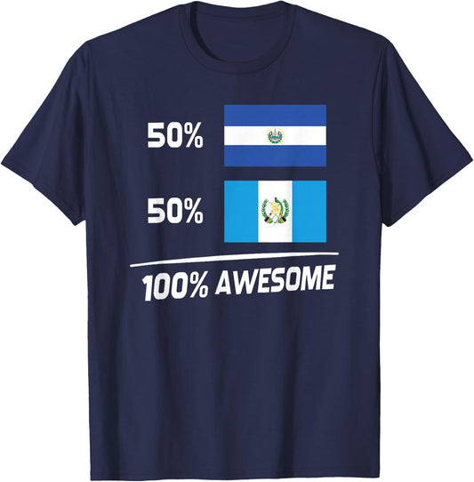 Half Salvadorian Half Guatemalan El Salvador Guatemala Flag T-Shirt - T-Shirt | Navy