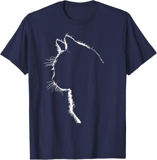 Cat Apparel Women with Cat Illustration Small T-Shirt - T-Shirt | Navy