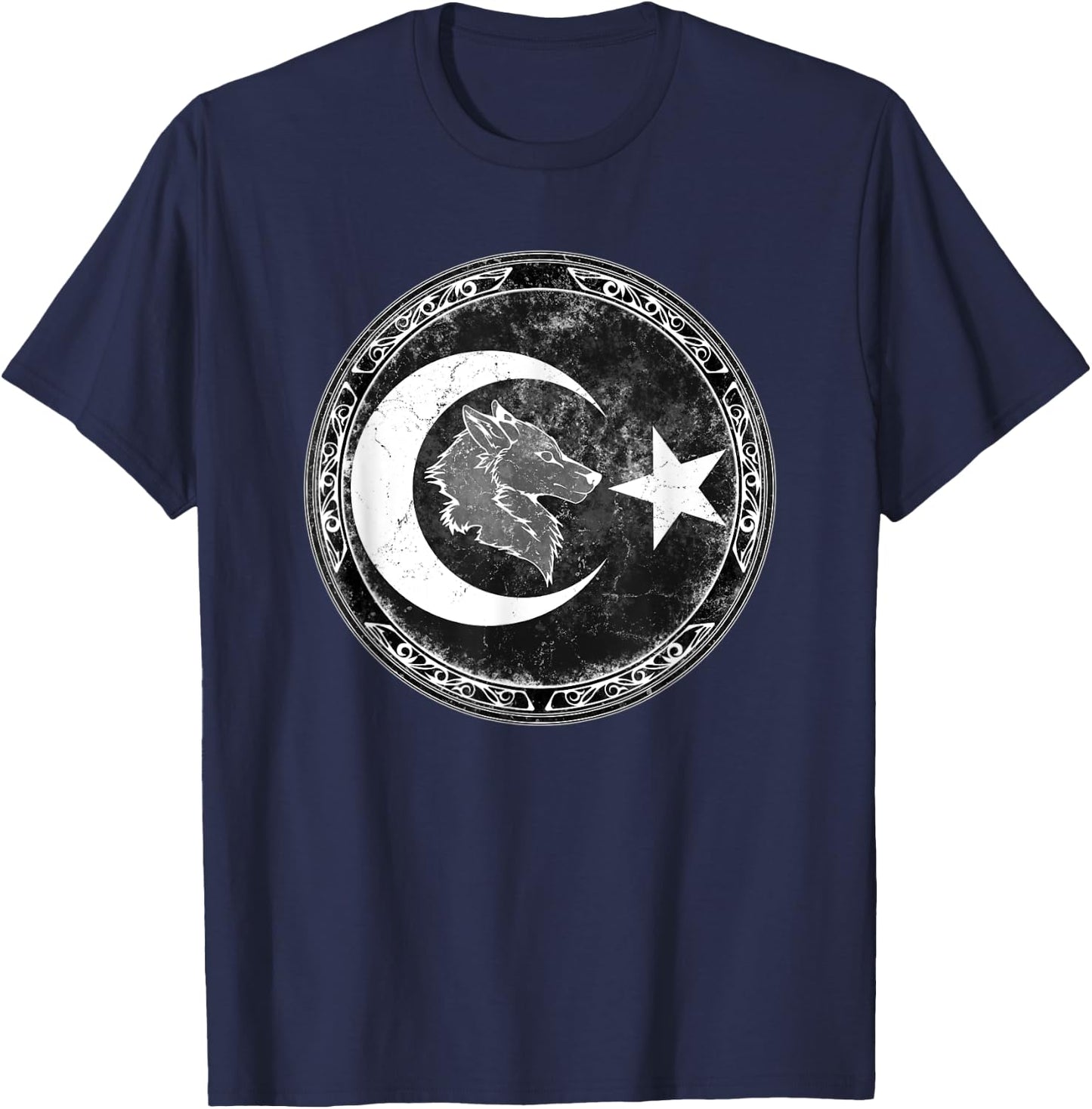 Turkish Goktürk Wolf Bozkurt Flag T-Shirt - T-Shirt | Navy