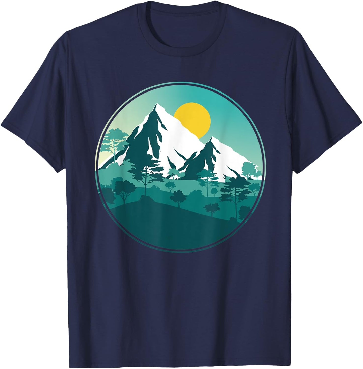 Outdoors Hiking Sunset Mountains Wildlife Forest Nature T-Shirt - T-Shirt | Navy