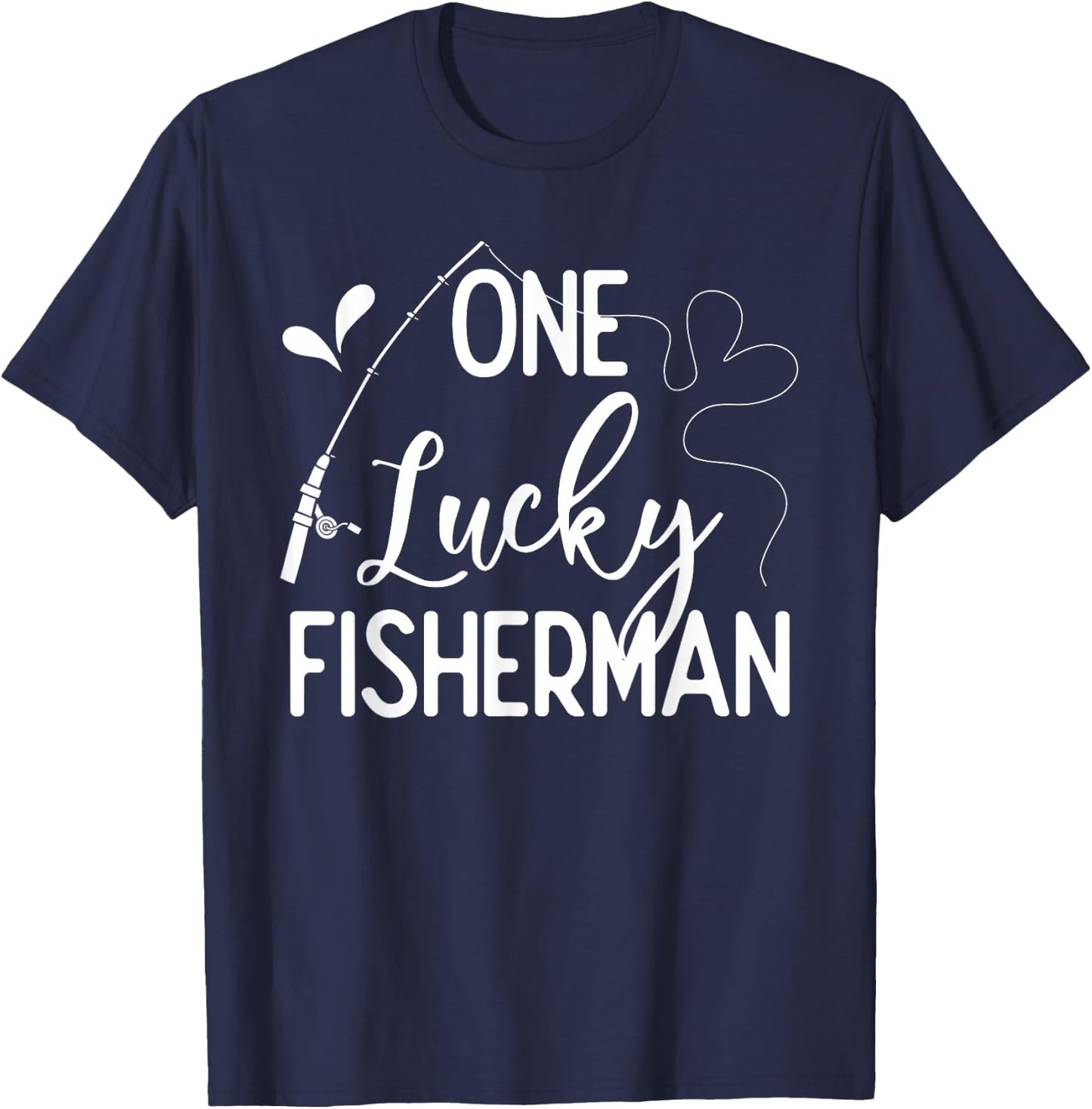 One Lucky Fisherman Couple Fishing Fishers Matching Gift T-Shirt - T-Shirt | Navy