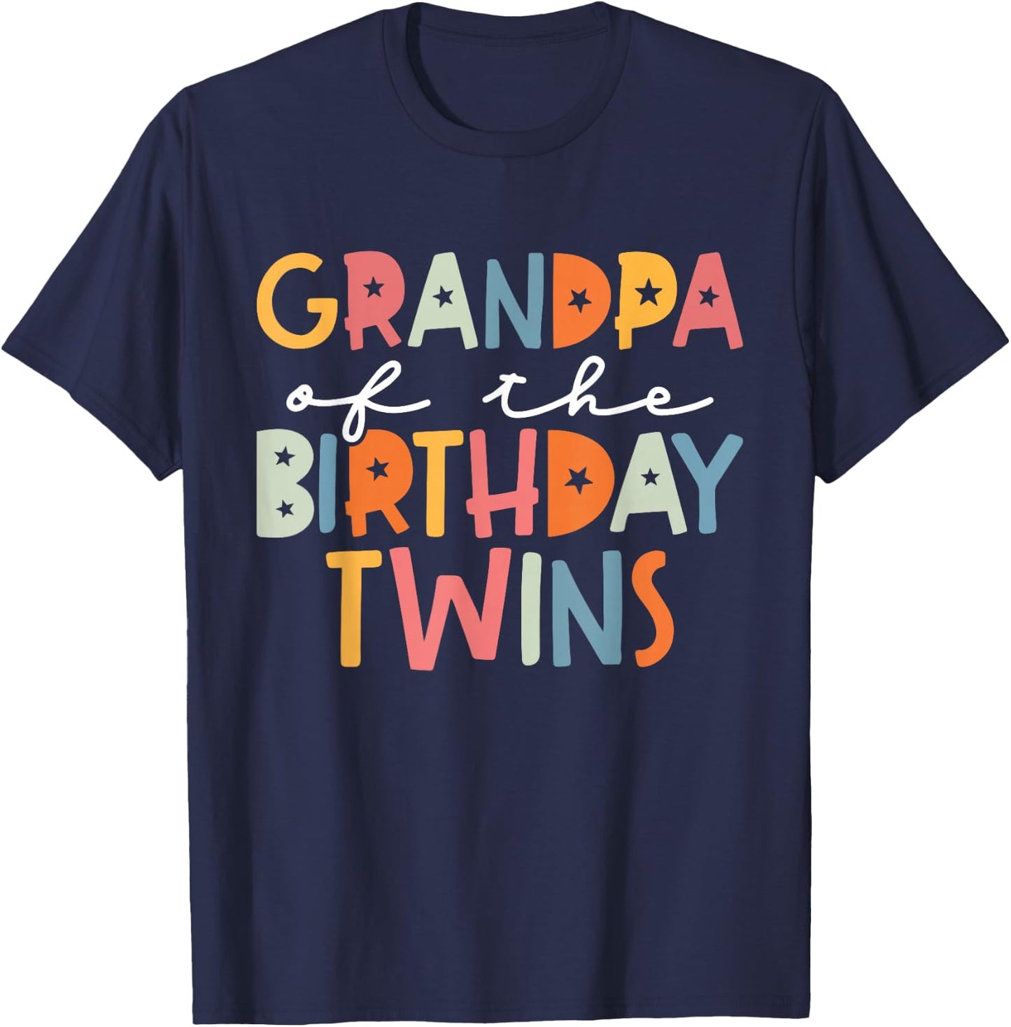 Grandpa Of The Birthday Twins Kids Great Grandpa Of Twins T-Shirt - T-Shirt | Navy