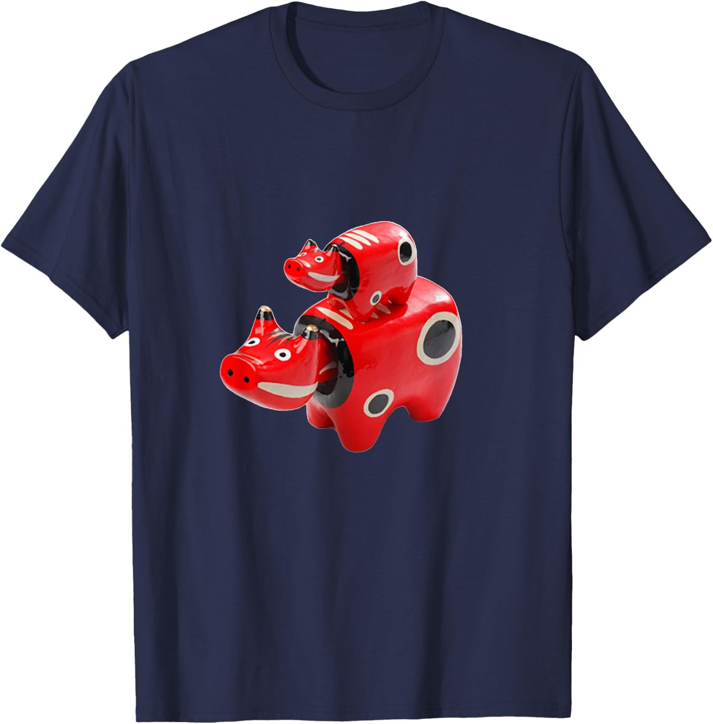 Akabeko Funny , Cattle, Cattle, Fukushima Prefecture, Aizu, Men's, Interesting Goods, Interesting Clothes, Present, Japanese Specialty T-Shirt - T-Shirt | Navy