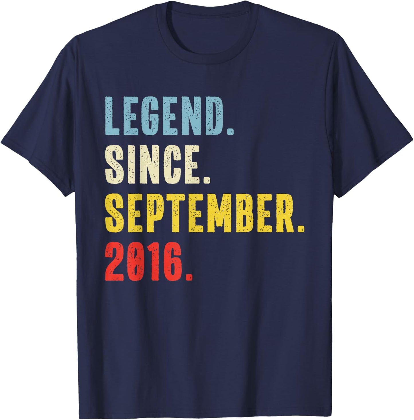 9 Year Old Legend Since September 2016 Retro 9th Birthday T-Shirt - T-Shirt | Navy