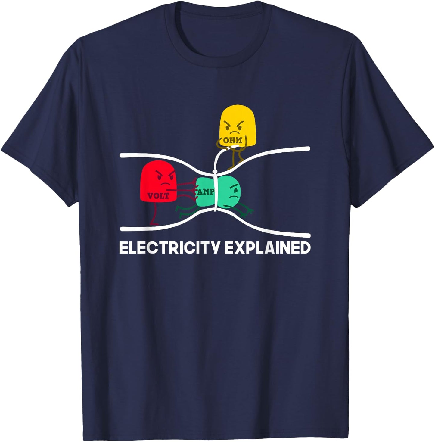 Funny Electricity Explained Stuff I Teacher Nerd Gift T-Shirt - T-Shirt | Navy