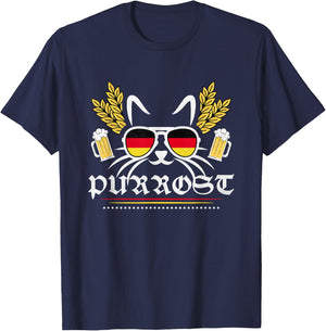 Purrost German Cat Beer Oktoberfest T-Shirt - T-Shirt | Navy