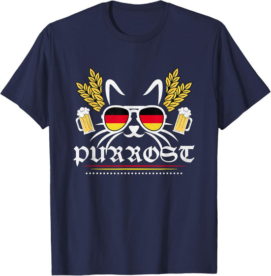 Purrost German Cat Beer Oktoberfest T-Shirt - T-Shirt | Navy