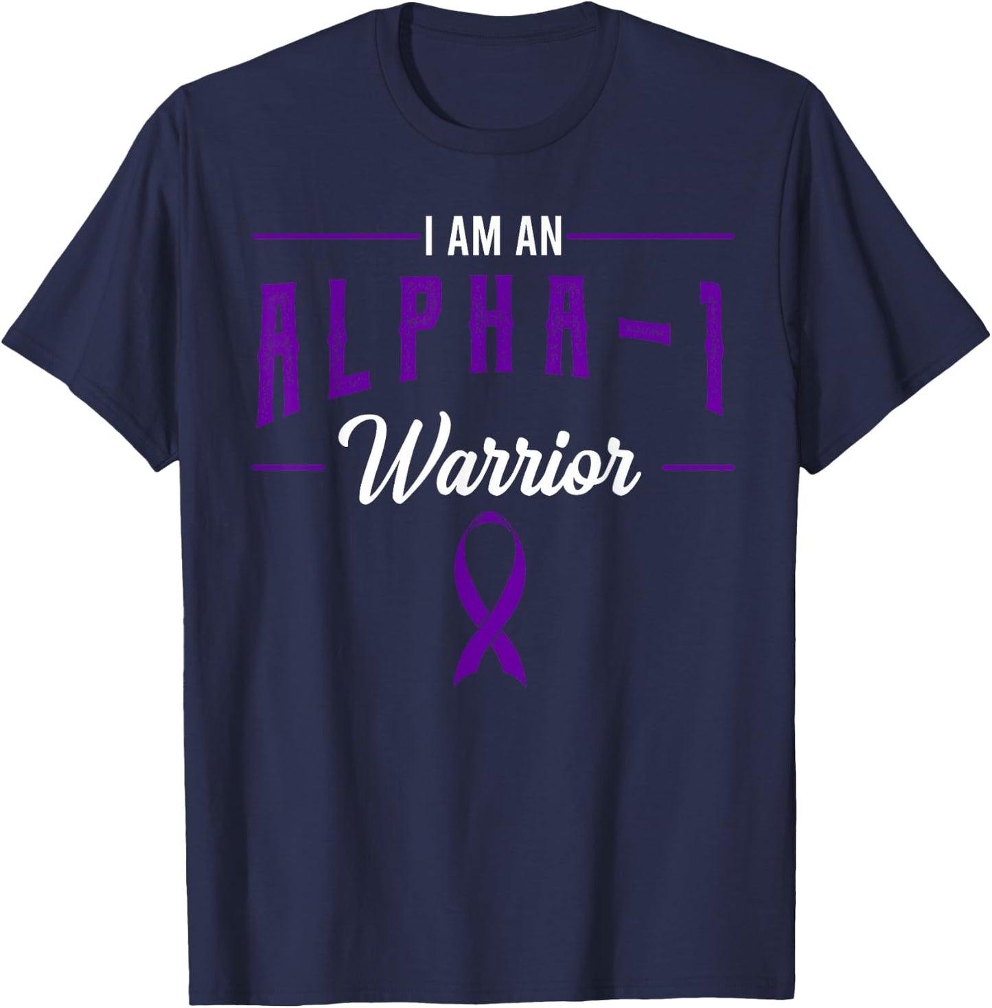 Alpha-1 Antitrypsin Deficiency Awareness Ribbon Warrior T-Shirt - T-Shirt | Navy