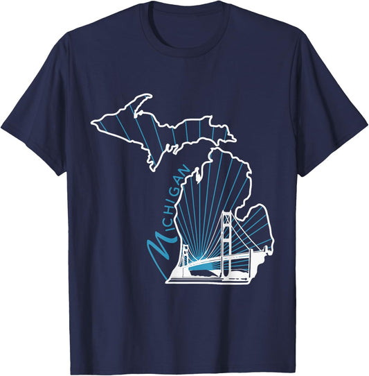 Michigan Map Vintage T-Shirt - T-Shirt | Navy