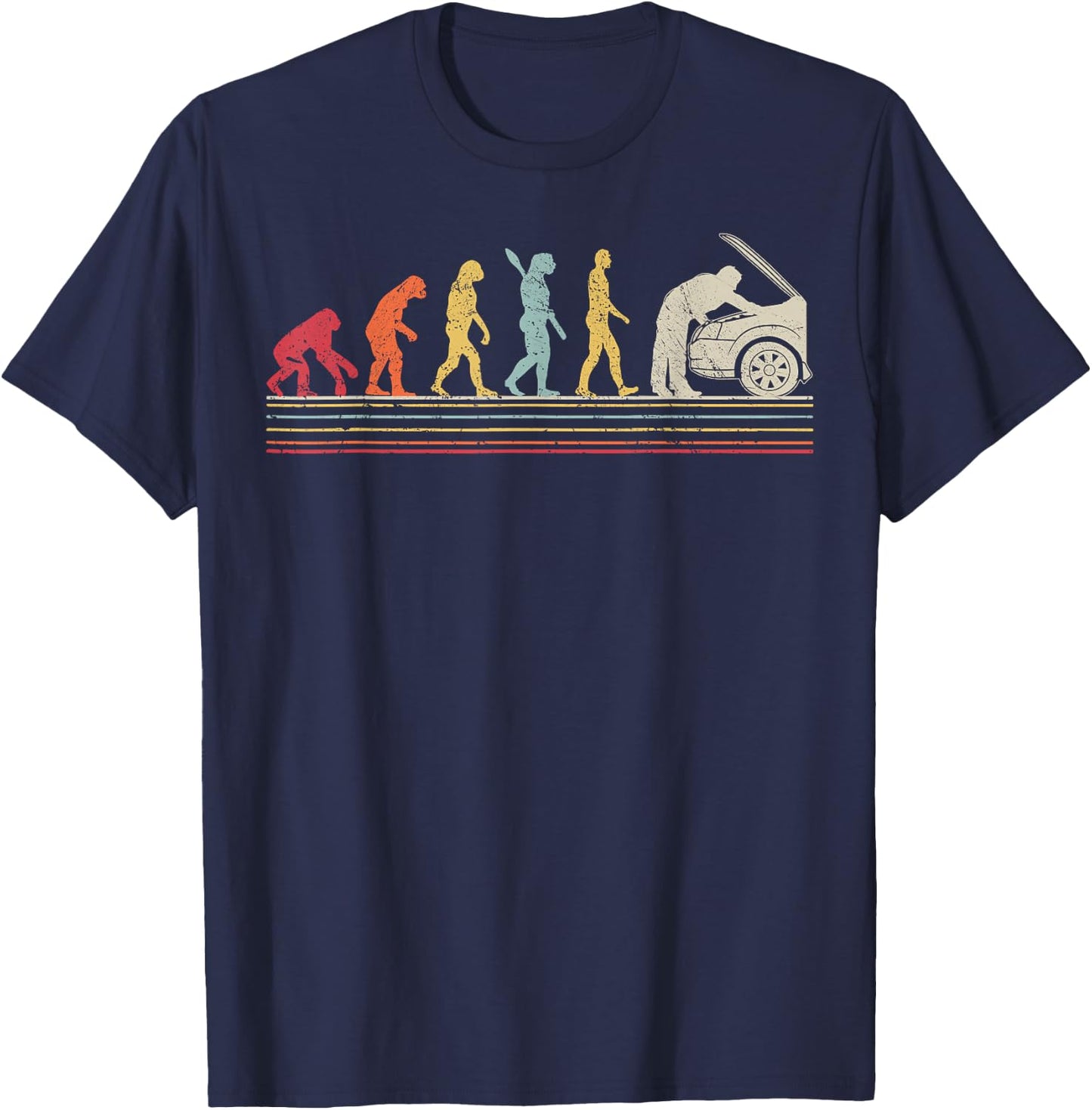 Vintage Style Car Mechanic Evolution Automotive Technician T-Shirt - T-Shirt | Navy