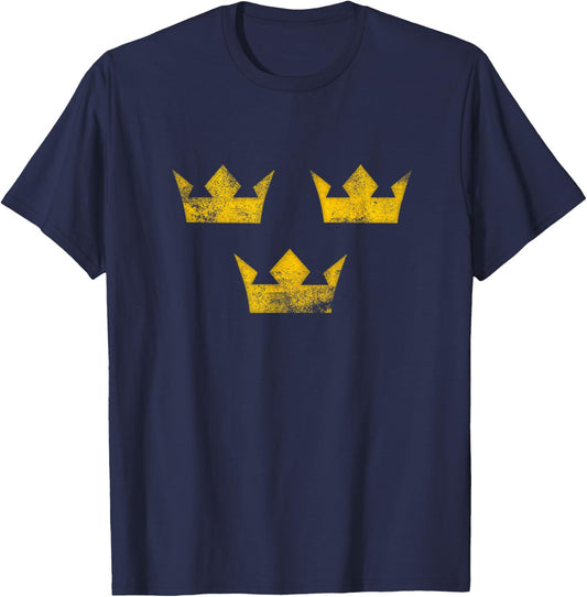 Sweden Sverige Hockey Distressed Vintage T-Shirt - T-Shirt | Navy