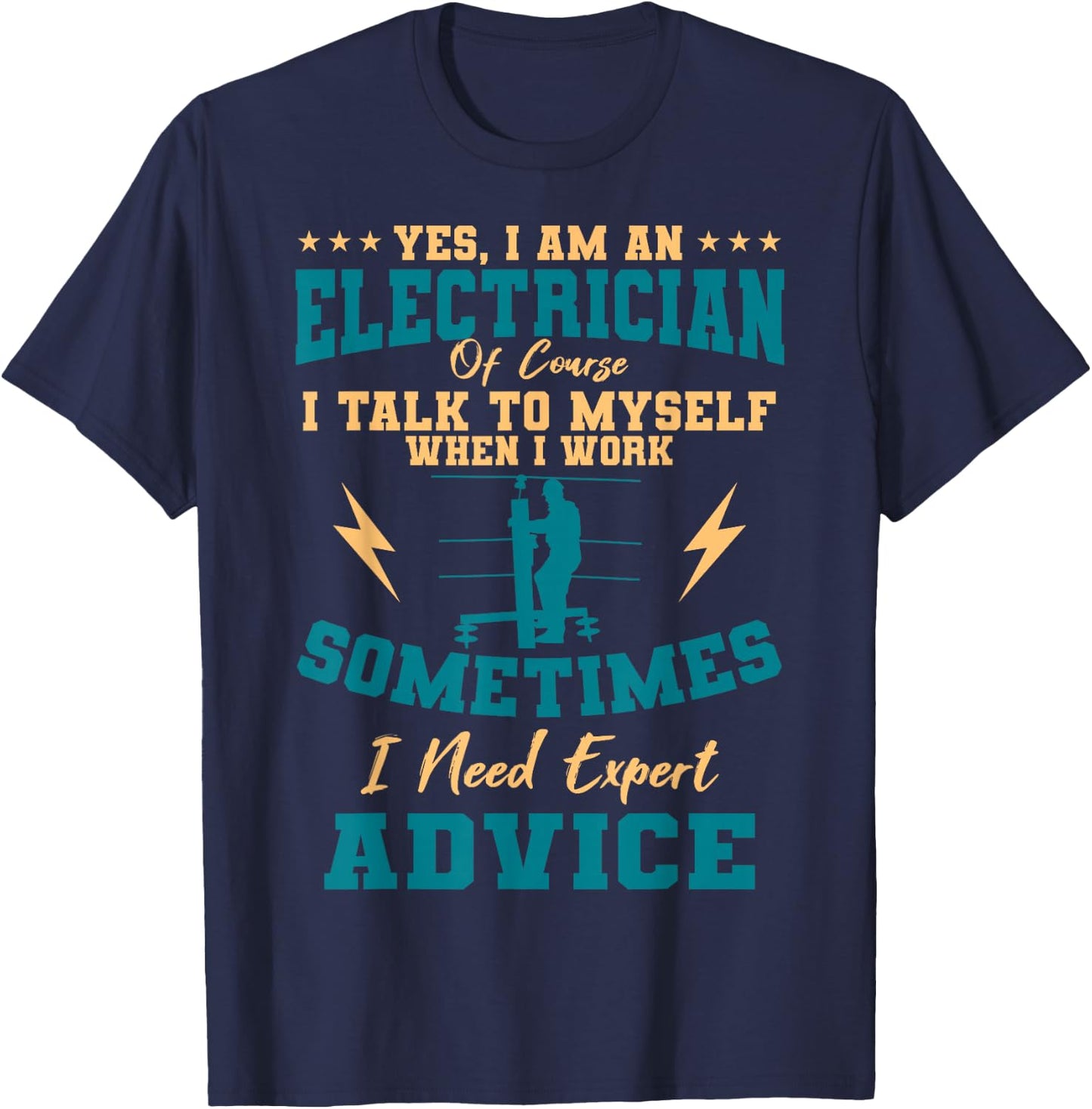 Electrician Electricity Lineman Wiring Electrical Engineer Small T-Shirt - T-Shirt | Navy
