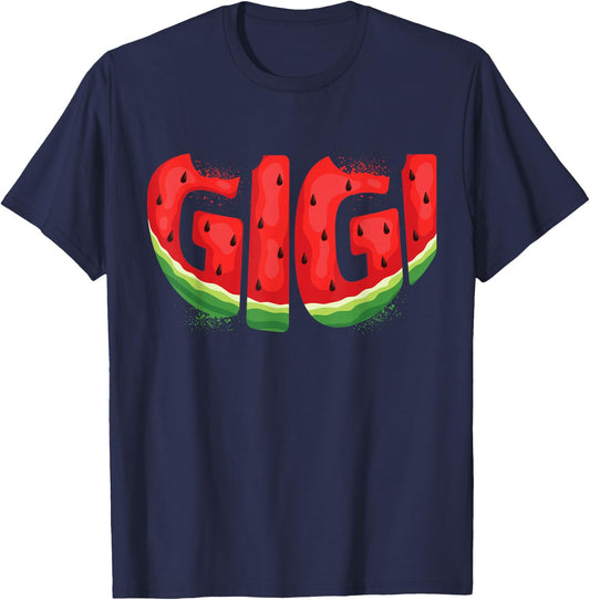 Funny Gigi Watermelon Summer Fruit Family Matching Birthday T-Shirt - T-Shirt | Navy