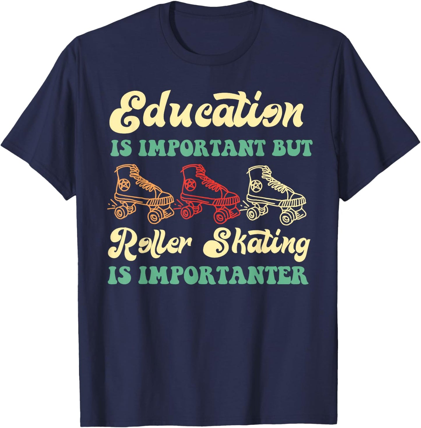Cool Roller Skating Skate Girl 1970S Retro T-Shirt - T-Shirt | Navy