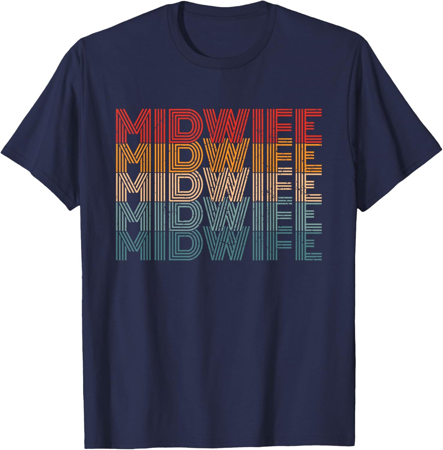 Retro Doula Birthing Support Women Baby Catcher Midwife T-Shirt - T-Shirt | Navy