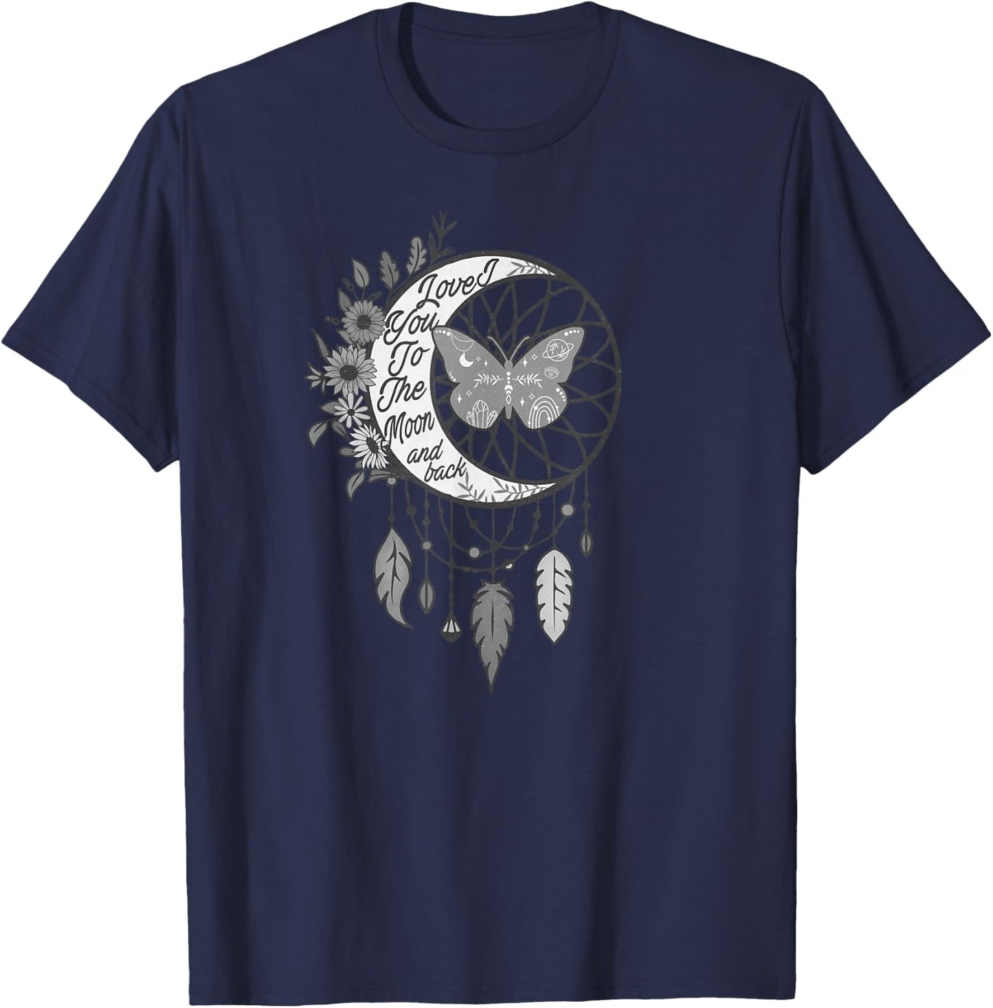 I Love You to the Moon And Back Celestial Designed T-Shirt - T-Shirt | Navy