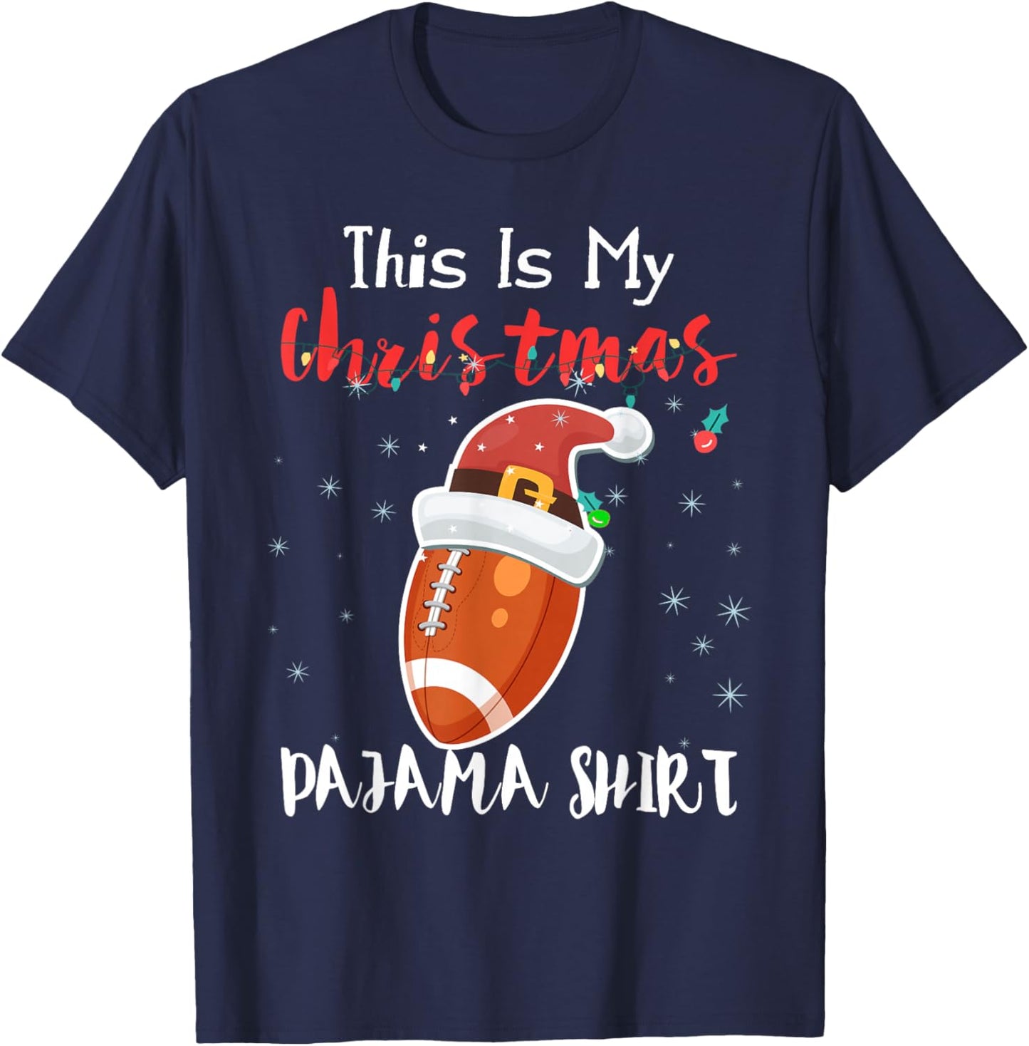 This is My Christmas Football Pyjamas Boys and Adults Gift T-Shirt - T-Shirt | Navy
