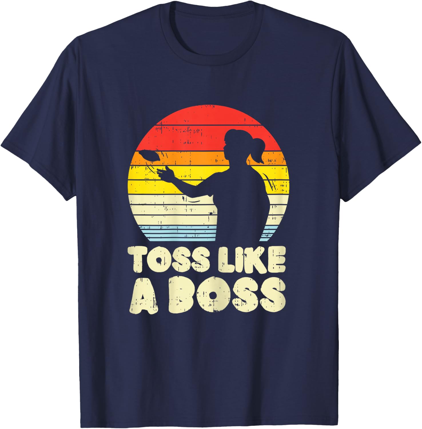 Toss Like A Boss Girl Retro Cornhole Corn Hole Women Gift T-Shirt - T-Shirt | Navy