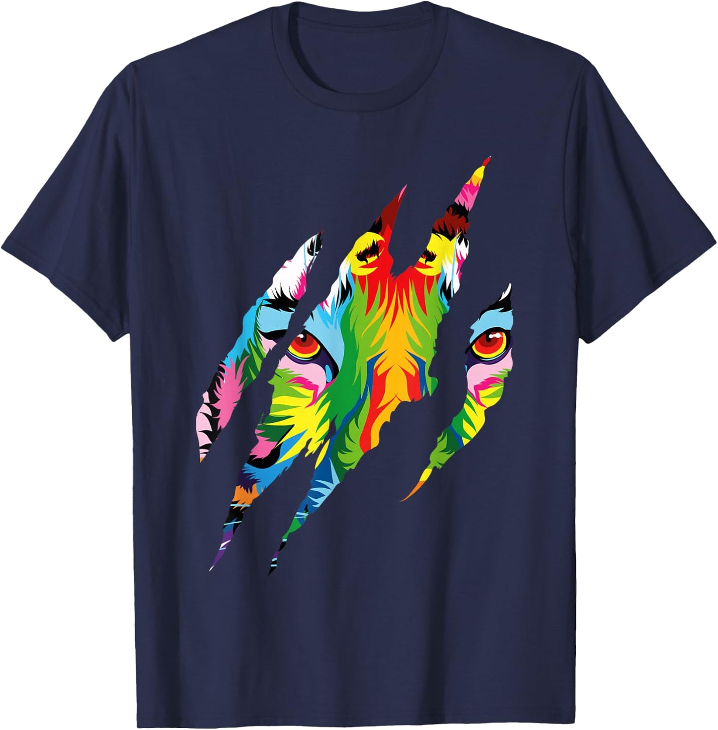 Bengal Tiger Claw Colorful T-Shirt - T-Shirt | Navy