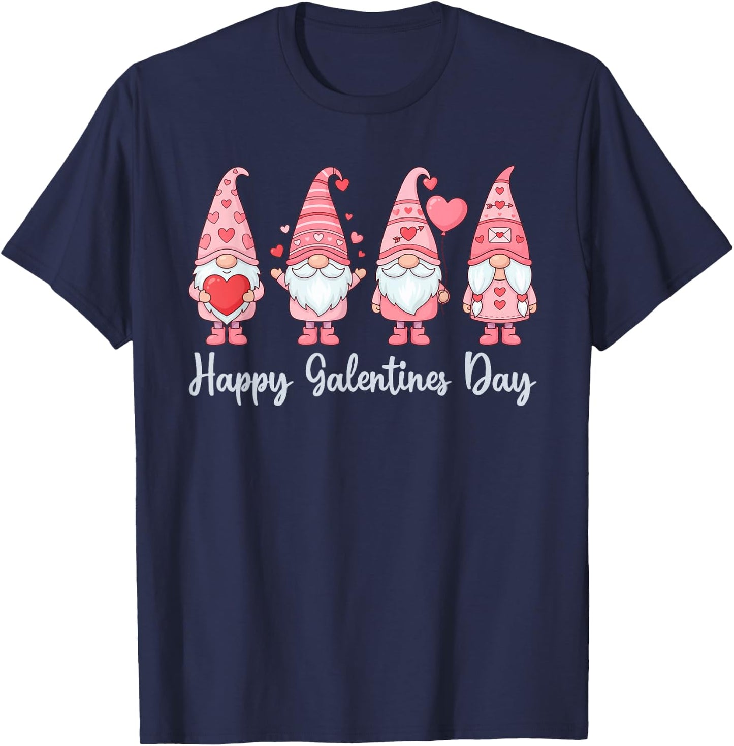 Galentines Day Gnome Heart Bestie Vibes T-Shirt - T-Shirt | Navy