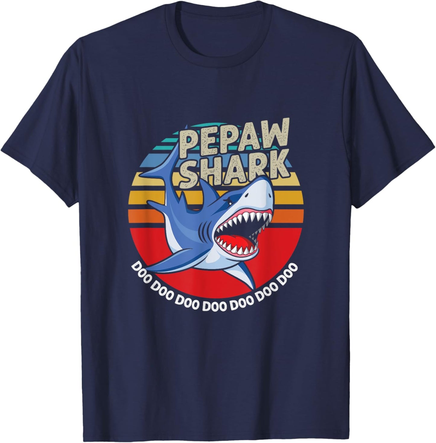Pepaw Shark Sea Dangerous Ocean Retro Attack Bite Gift T-Shirt - T-Shirt | Navy