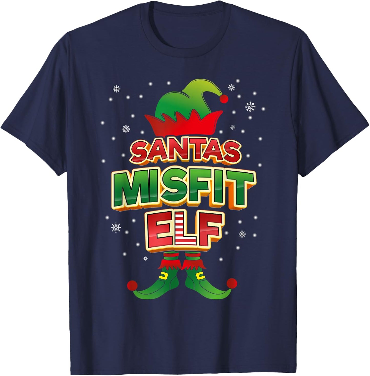 Misfit Elf Christmas Matching Costumes X-Mas T-Shirt - T-Shirt | Navy