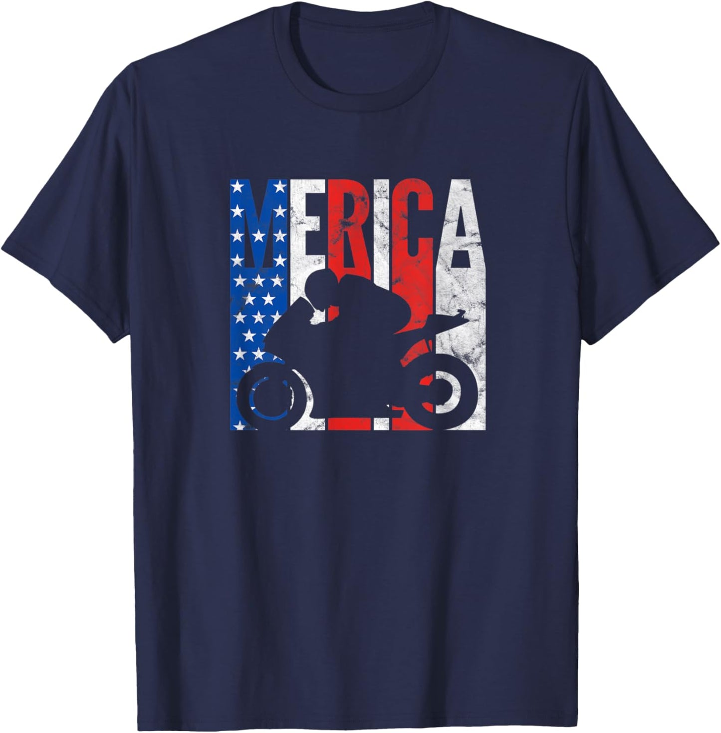 Merica American Flag Sportbike Biker 4th Of July Motorcycle Men T-Shirt - T-Shirt | Navy