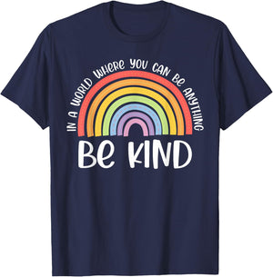 Anti-Bullying Be Kind Unity Day Rainbow Kindness T-Shirt - T-Shirt | Navy