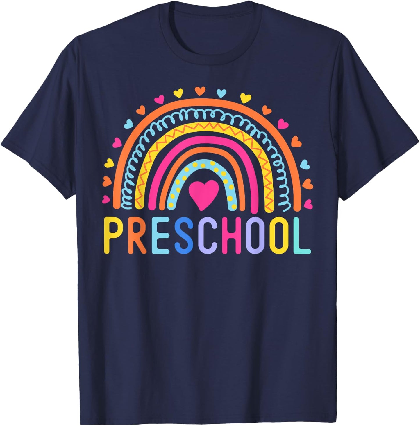 PreSchool Rainbow Girls Boys Teacher Kids Team Pre-K Squad T-Shirt - T-Shirt | Navy