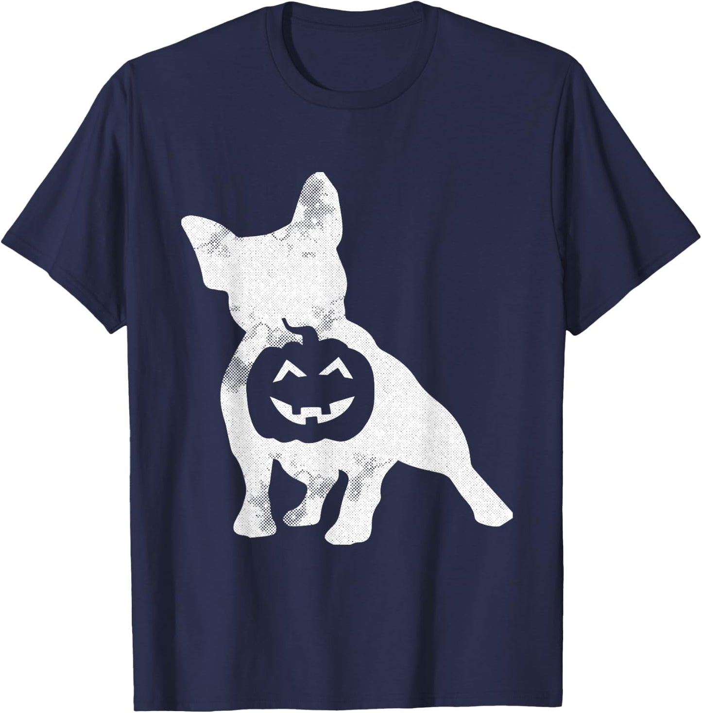 French Bulldog Lazy Halloween Costume Cute Frenchie Pumpkin T-Shirt - T-Shirt | Navy