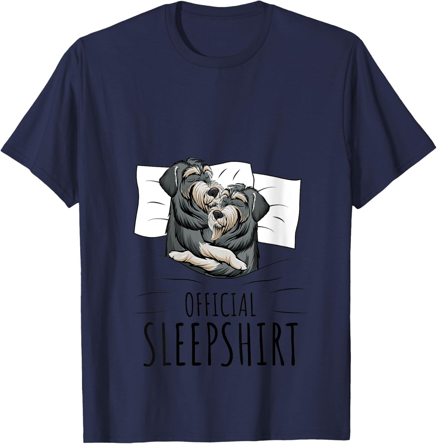 Sleeping Miniature Schnauzer Pajama Official Sleepshirt V-Neck T-Shirt - T-Shirt | Navy