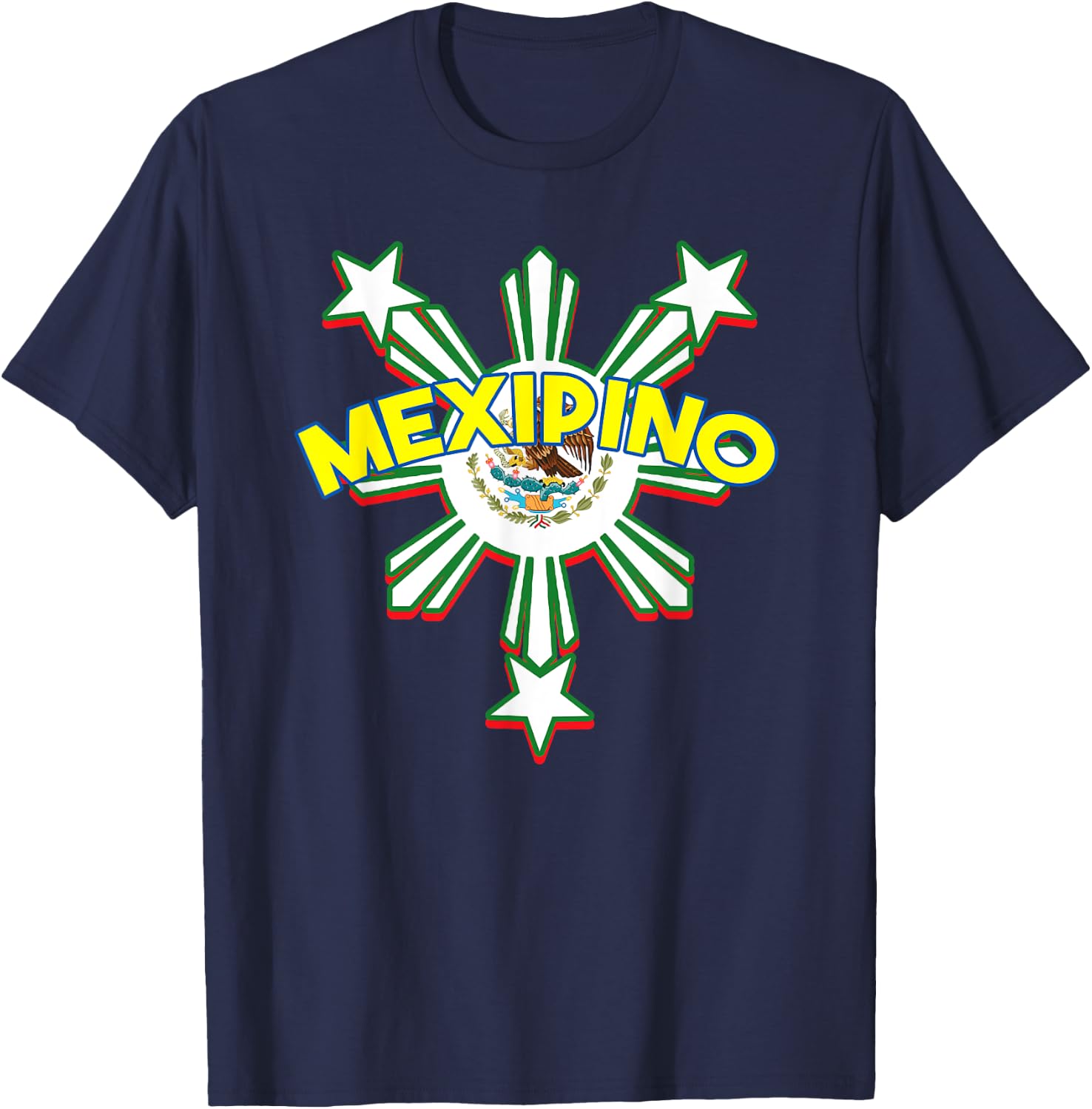 Philippines Mexico Filipino Proud Flag Mexipino Mixed DNA T-Shirt - T-Shirt | Navy