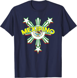 Philippines Mexico Filipino Proud Flag Mexipino Mixed DNA T-Shirt - T-Shirt | Navy