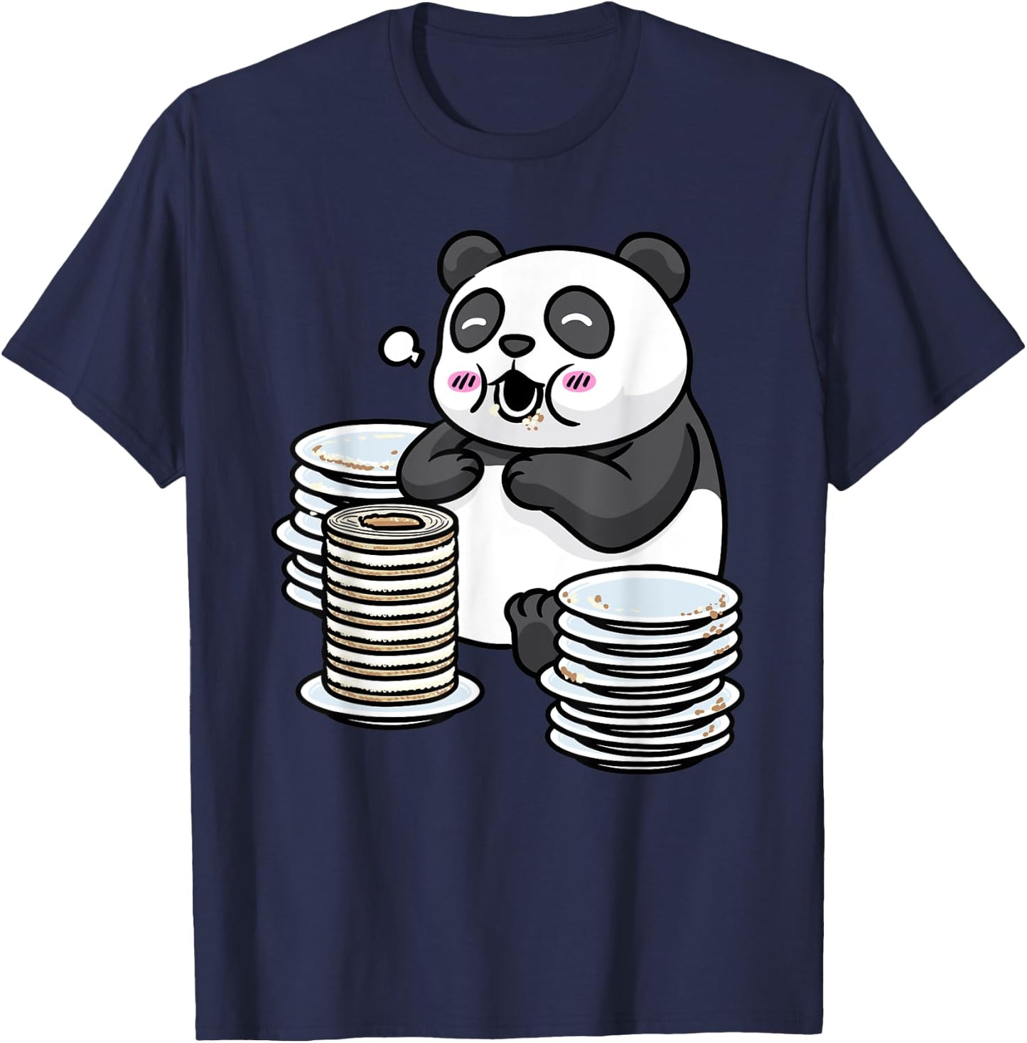 Panda With Baumkuchen Pyramid Cake Otaku Food Lover Anime T-Shirt - T-Shirt | Navy
