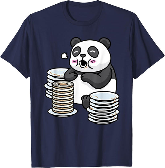 Panda With Baumkuchen Pyramid Cake Otaku Food Lover Anime T-Shirt - T-Shirt | Navy