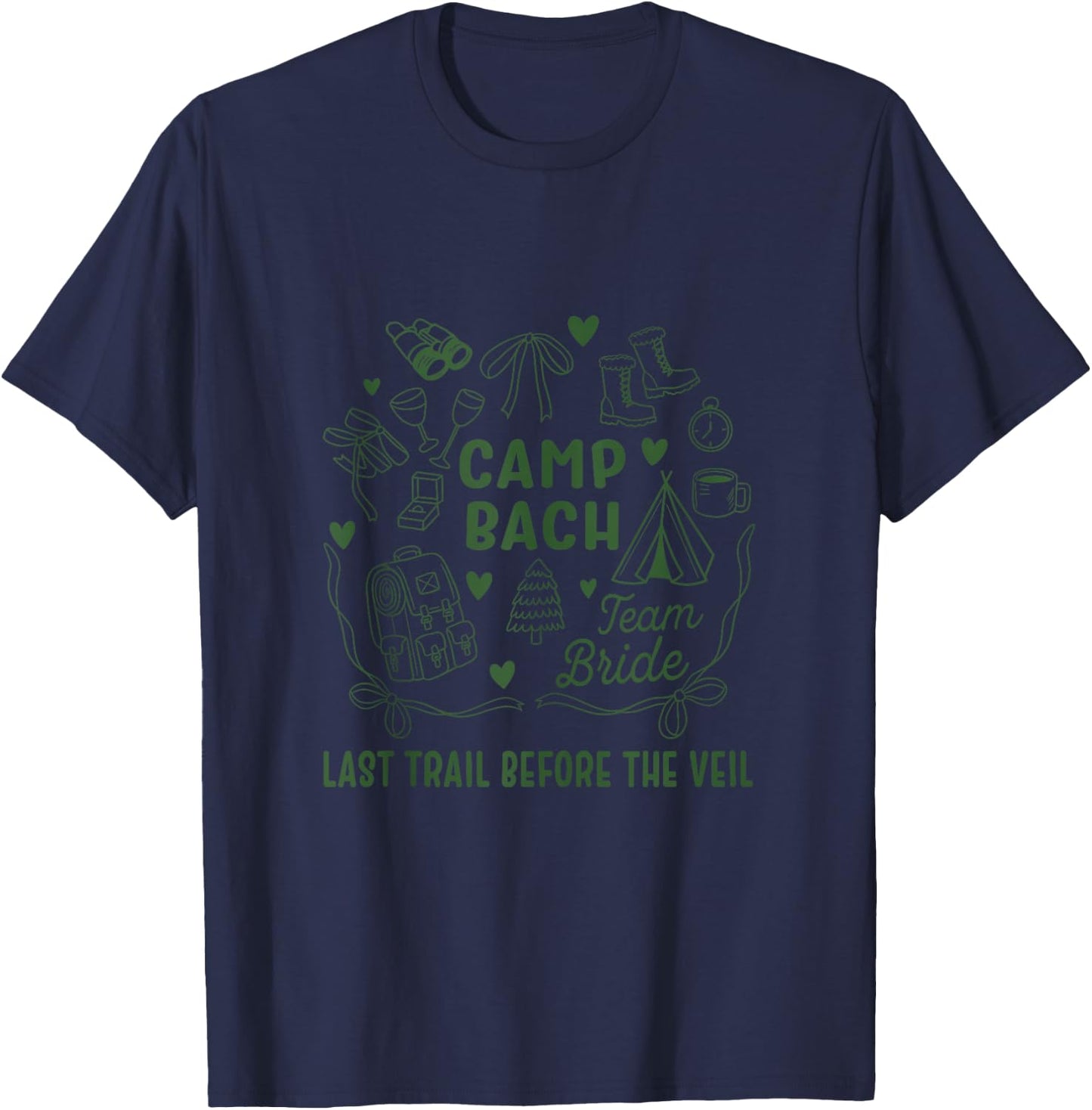 Team Bride Camp Bach Retro Camping Bachelorette Party T-Shirt - T-Shirt | Navy