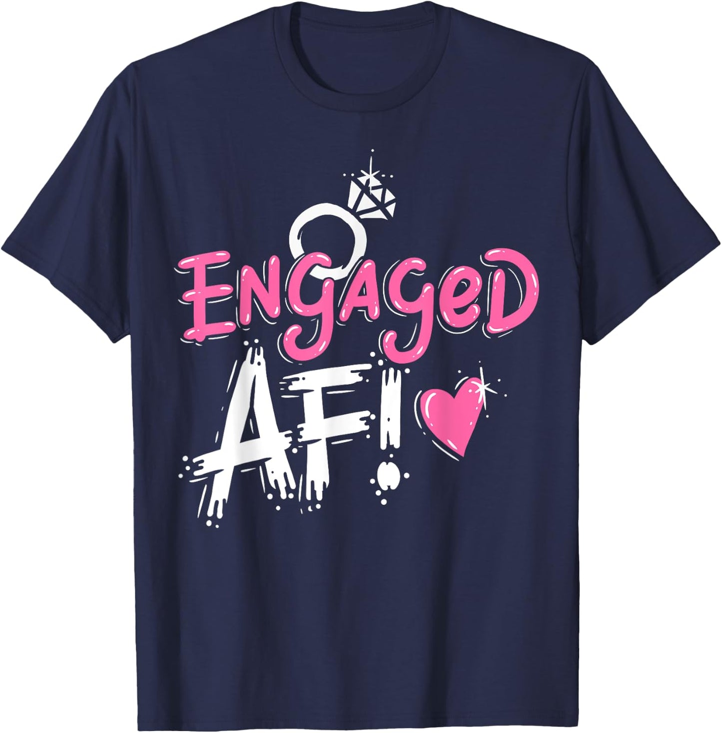 Engagement Newly Engaged Bridal Gift Couples T-Shirt - T-Shirt | Navy