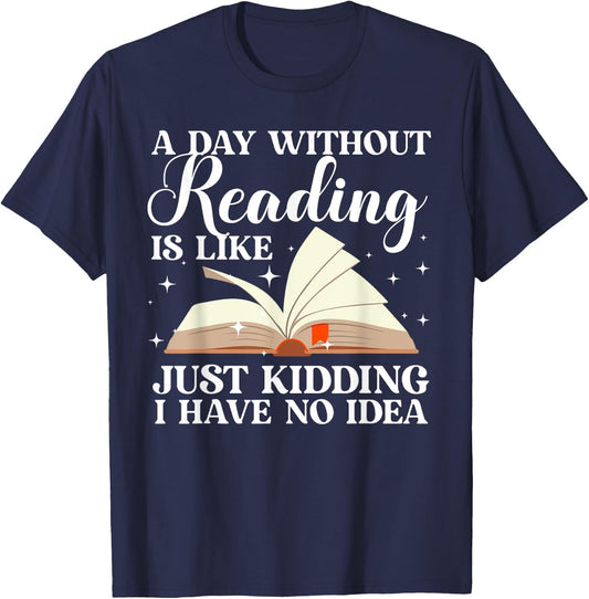 Funny Reading Art Women Reader Book Lover Bookworm T-Shirt - T-Shirt | Navy