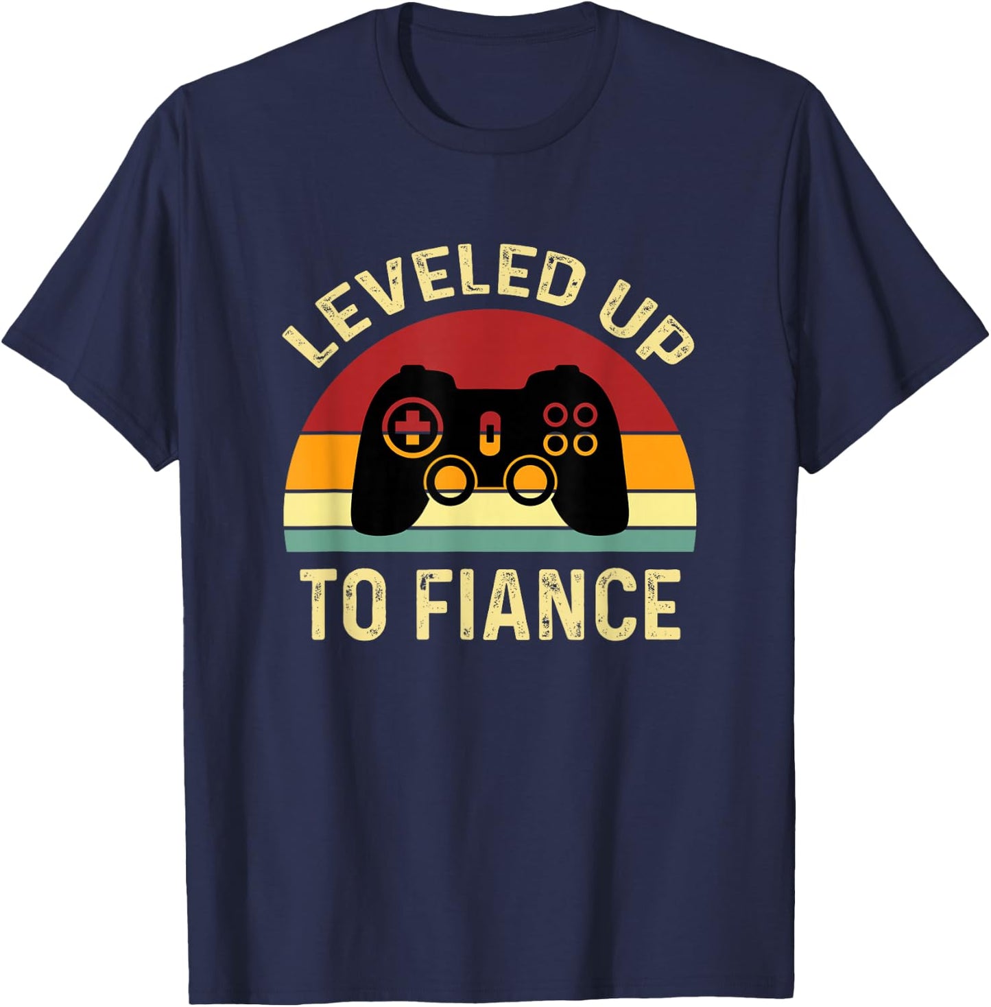 Leveled Up To Fiance Just Engaged Newly Engaged Couple T-Shirt - T-Shirt | Navy