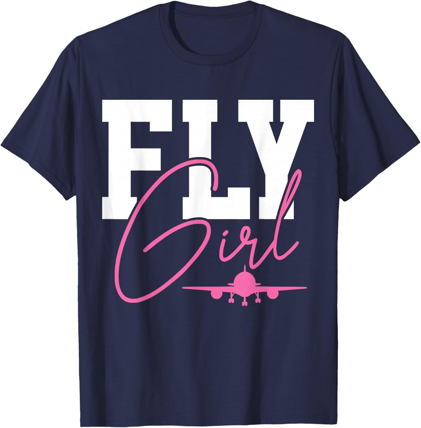 Pilot Girl Aeroplane Aviation T-Shirt - T-Shirt | Navy