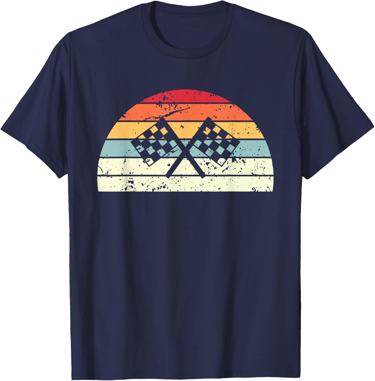 Vintage Racing Sunset Men Women distressed Sunrise T-Shirt - T-Shirt | Navy