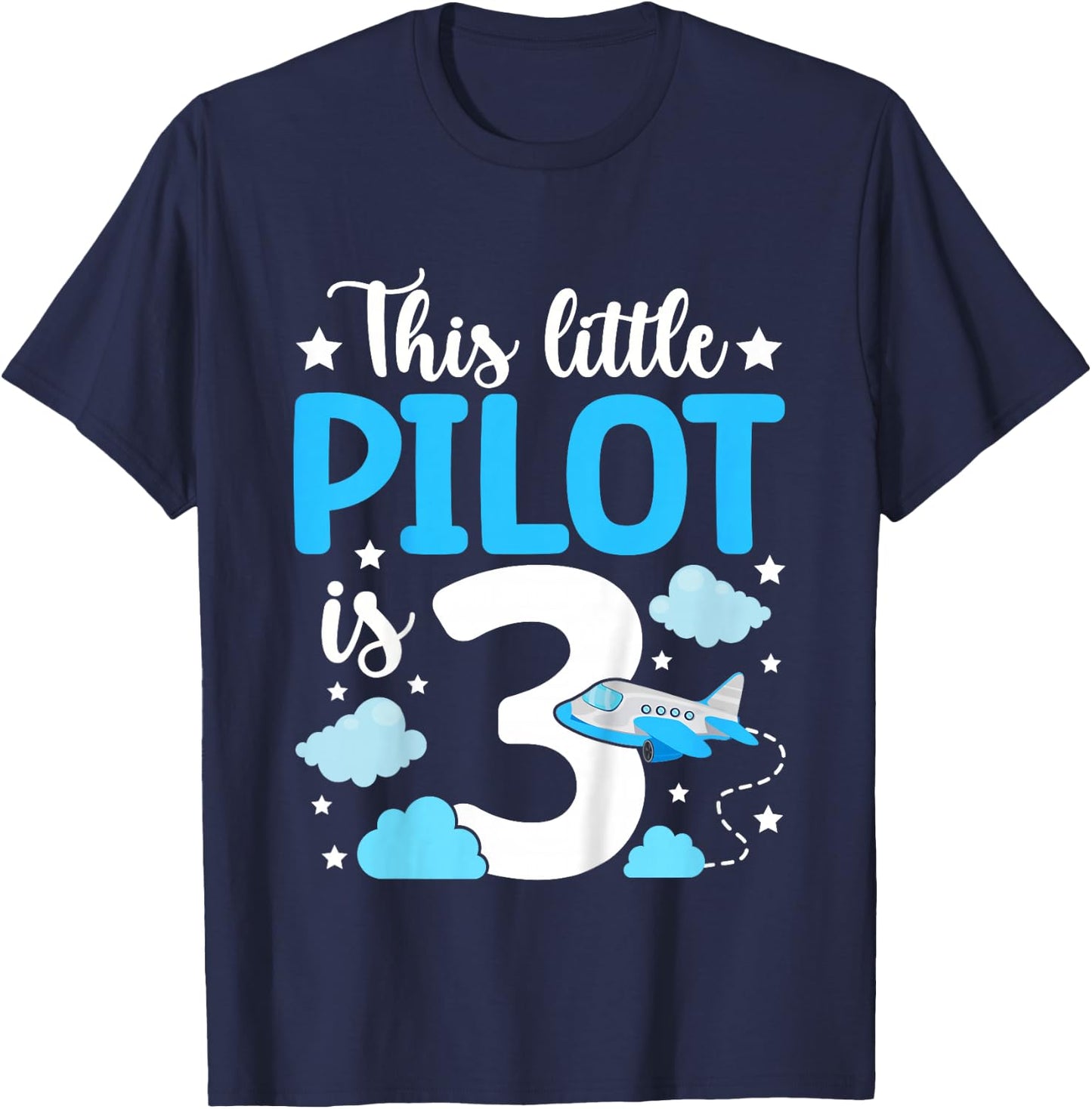 This little Pilot is 3 Airplane 3rd Birthday T-Shirt - T-Shirt | Navy
