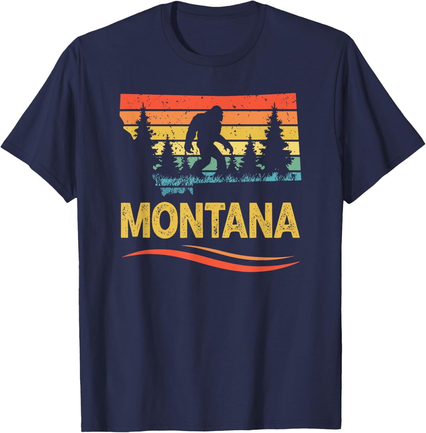 Montana and a Bigfoot Or Sasquatch T-Shirt - T-Shirt | Navy