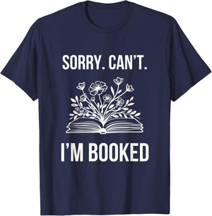 Sorry Can’t I’m Booked - Book Lover, Teacher, Librarian Women Kids T-Shirt - T-Shirt | Navy