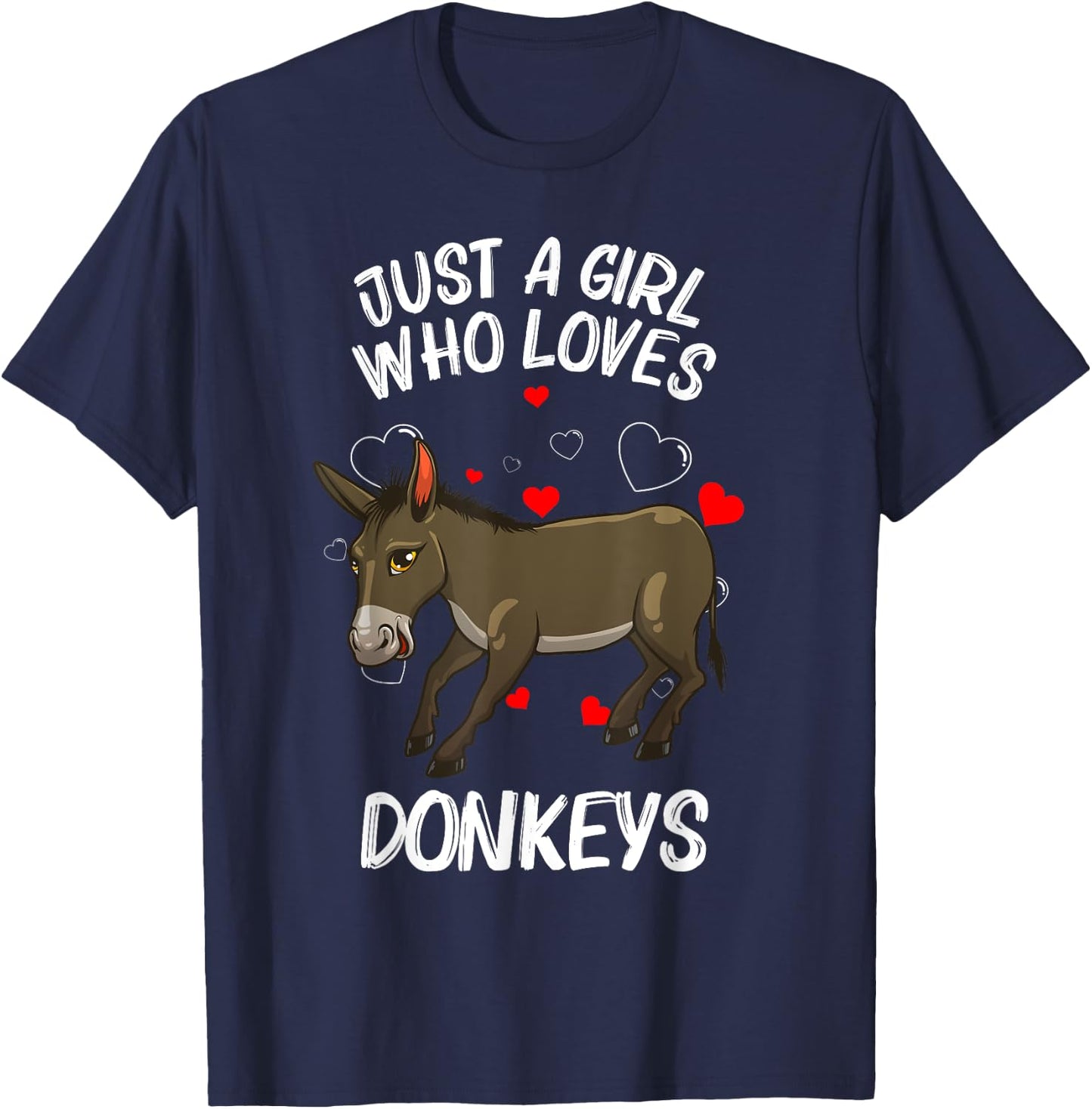 Funny Donkey Design Girls Mule Animal Farming T-Shirt - T-Shirt | Navy