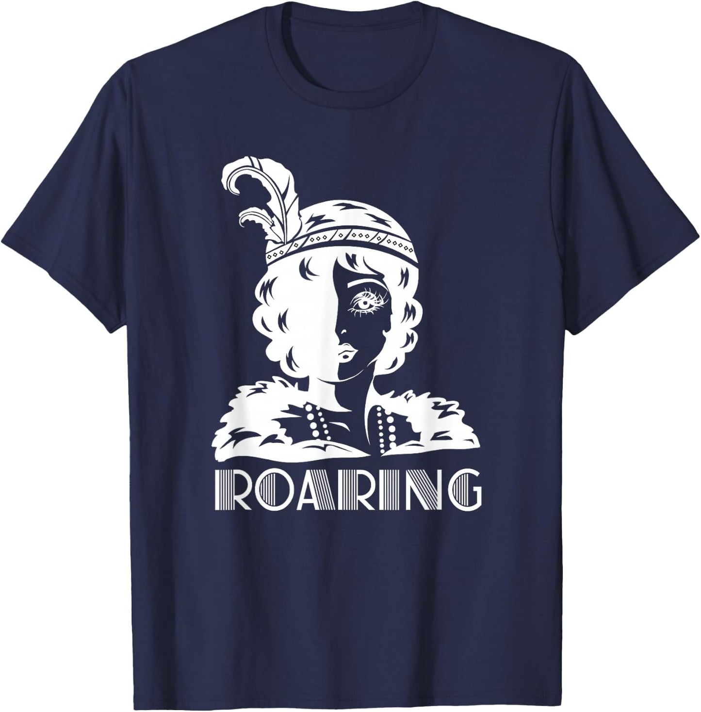 ROARING 1920's Glamorous Woman Flapper T-Shirt - T-Shirt | Navy