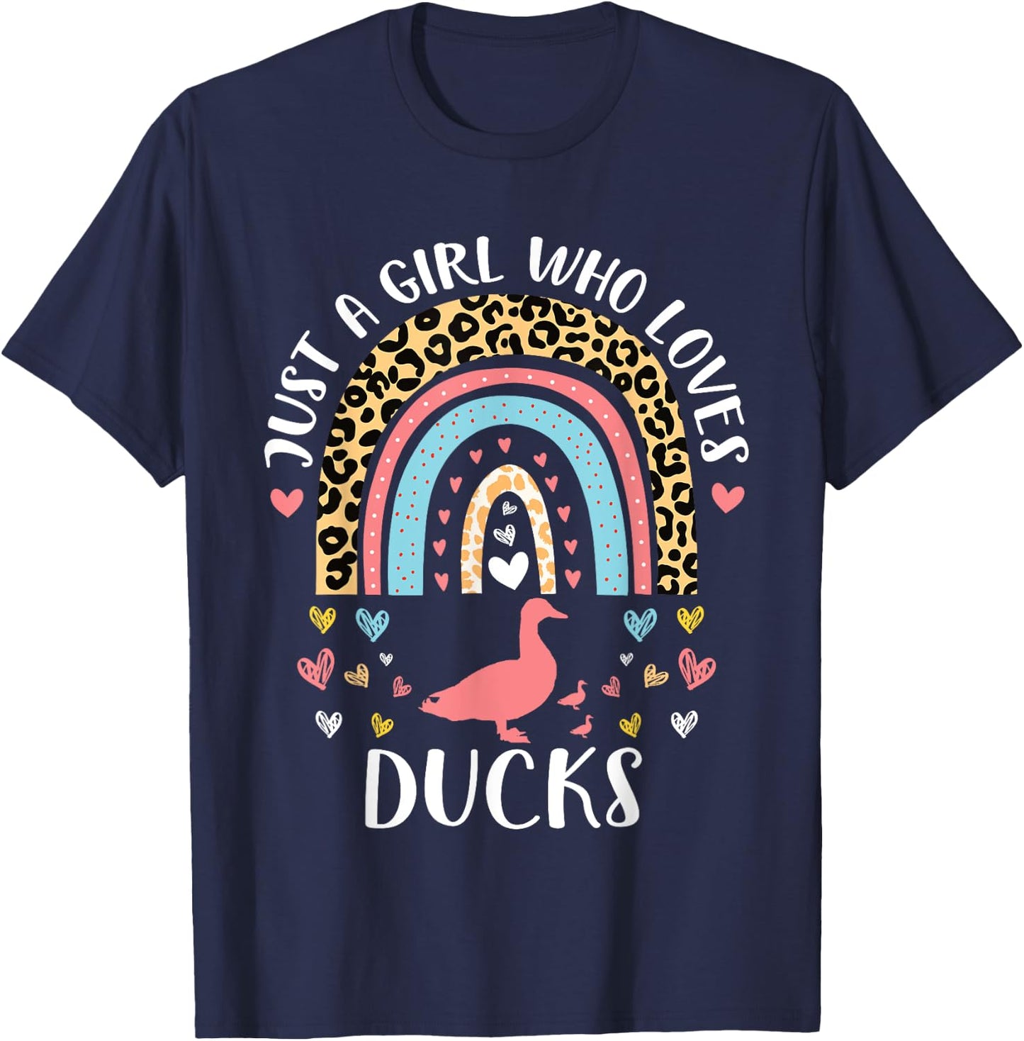 I'm Just A Girl Who Loves Ducks Heart Funny Duck Lover T-Shirt - T-Shirt | Navy