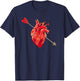 Anatomical Heart & Cupid Arrow Cute Metal Valentines Day T-Shirt - T-Shirt | Navy
