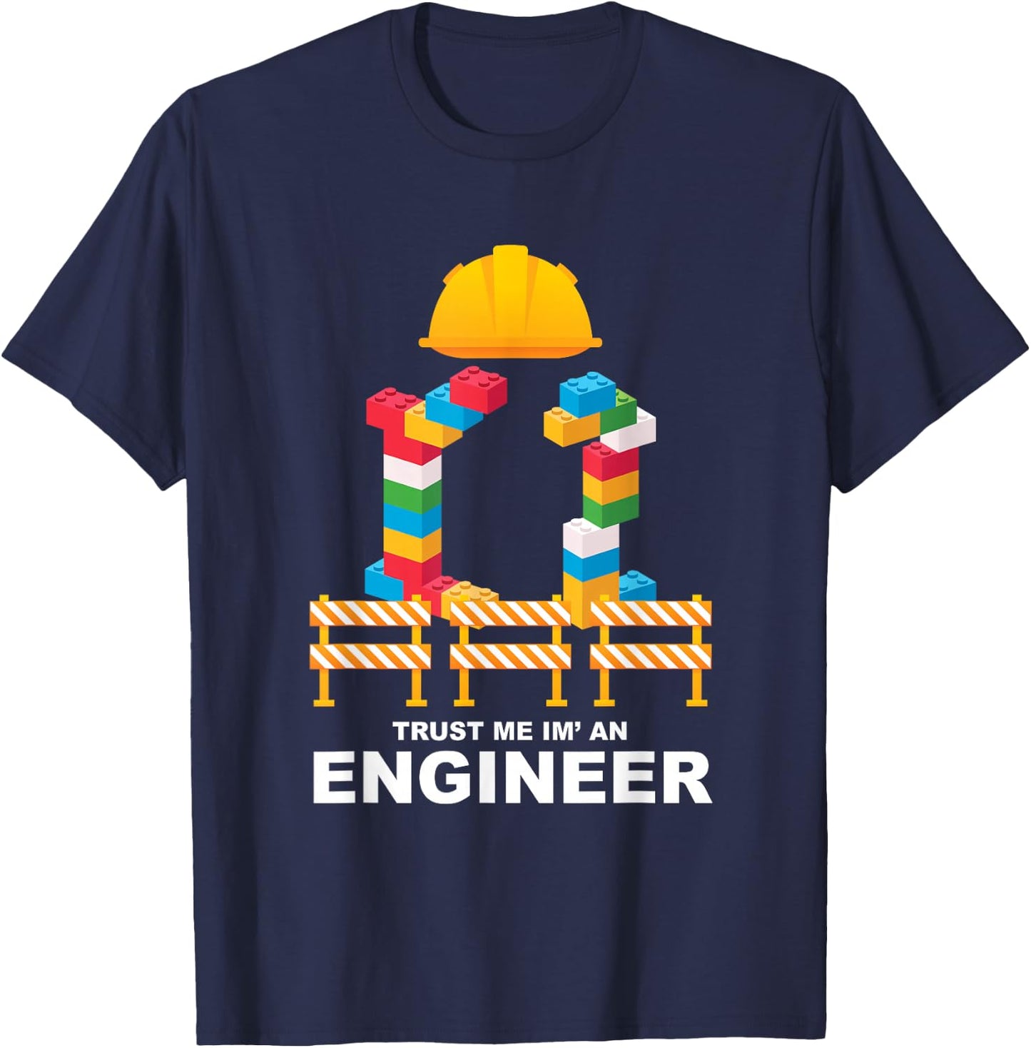 Engineer Construction Master Builder Building Blocks Bricks T-Shirt - T-Shirt | Navy