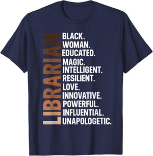 I Am A Black Librarian Afro Woman Black History Month T-Shirt - T-Shirt | Navy